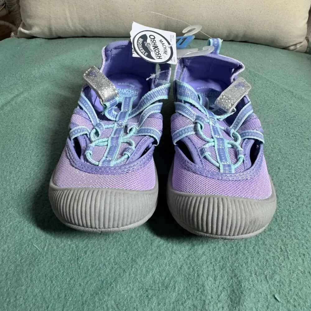 Oshkosh Sandals Toddler 11‎ Purple Glitter NWT Adjustable Machine Washable Play